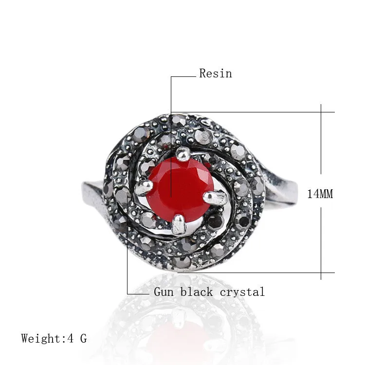 Engagement Ring Sterling Silver Jewelry Vintage Bohemia Green Gem Rings For Women Jewellery