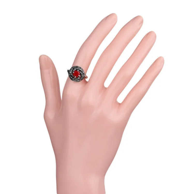 Engagement Ring Sterling Silver Jewelry Vintage Bohemia Green Gem Rings For Women Jewellery