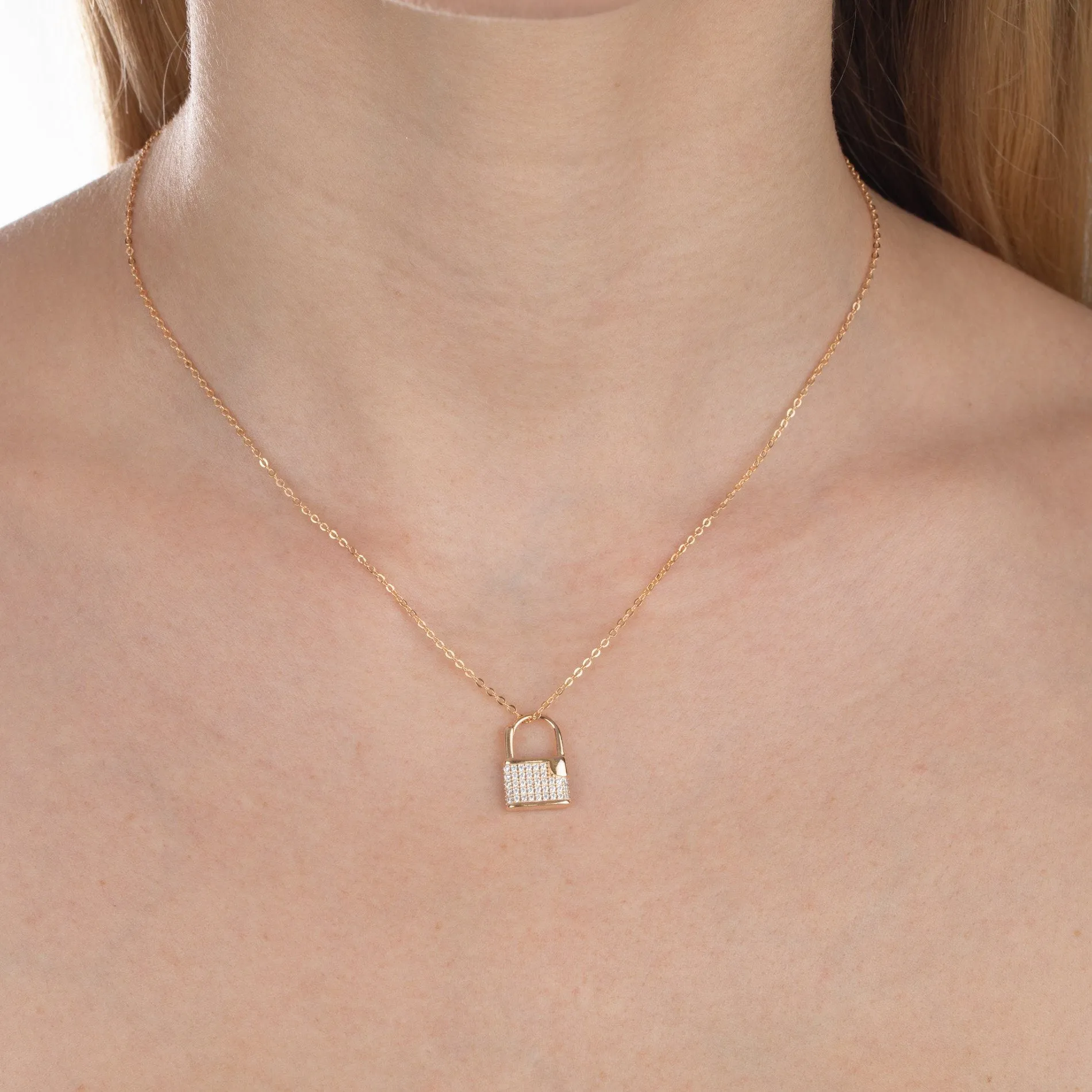 Engravable Double Sided Mini Lock Necklace