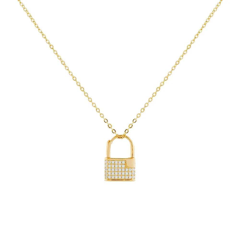 Engravable Double Sided Mini Lock Necklace