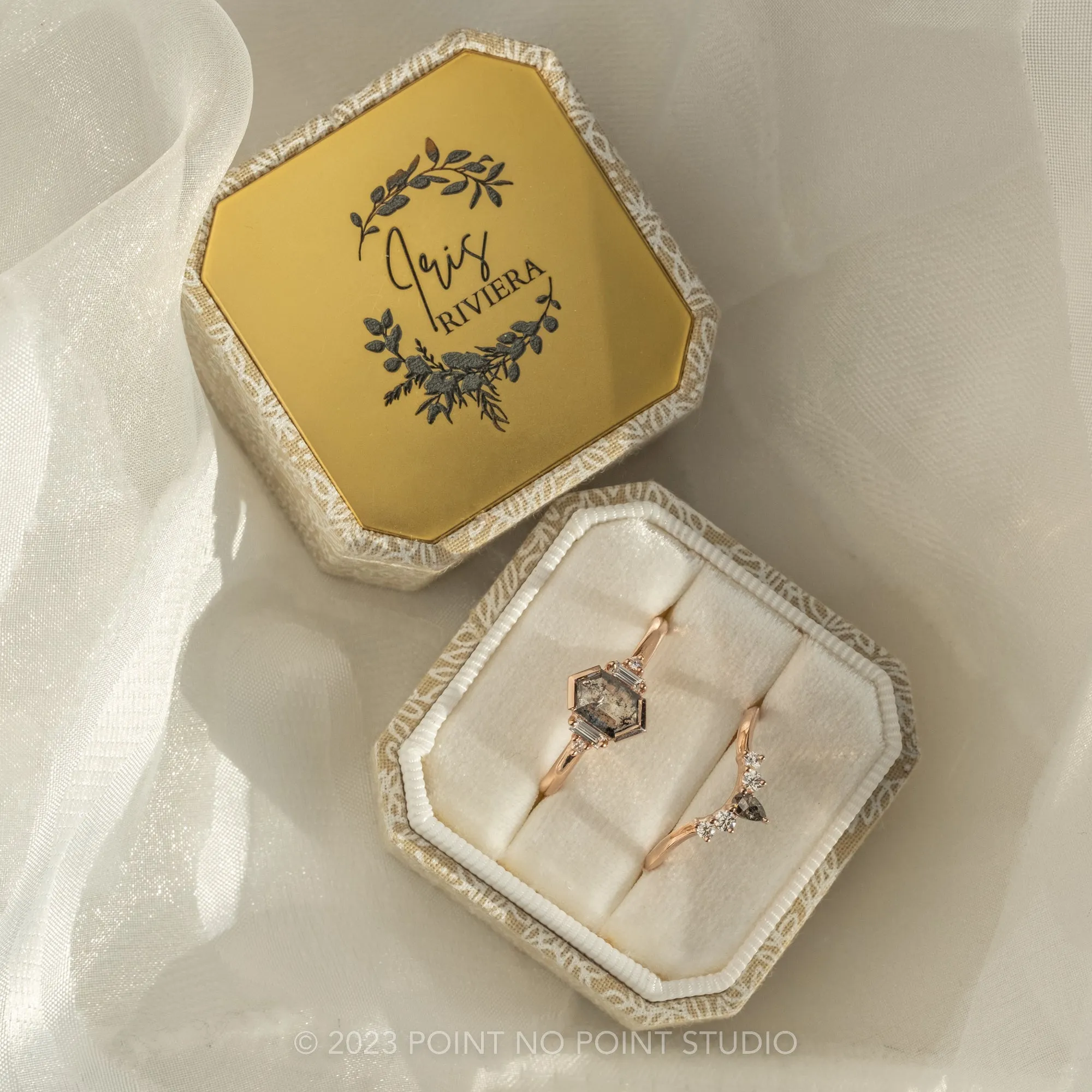 Engraved Double Slot Ring Boxes