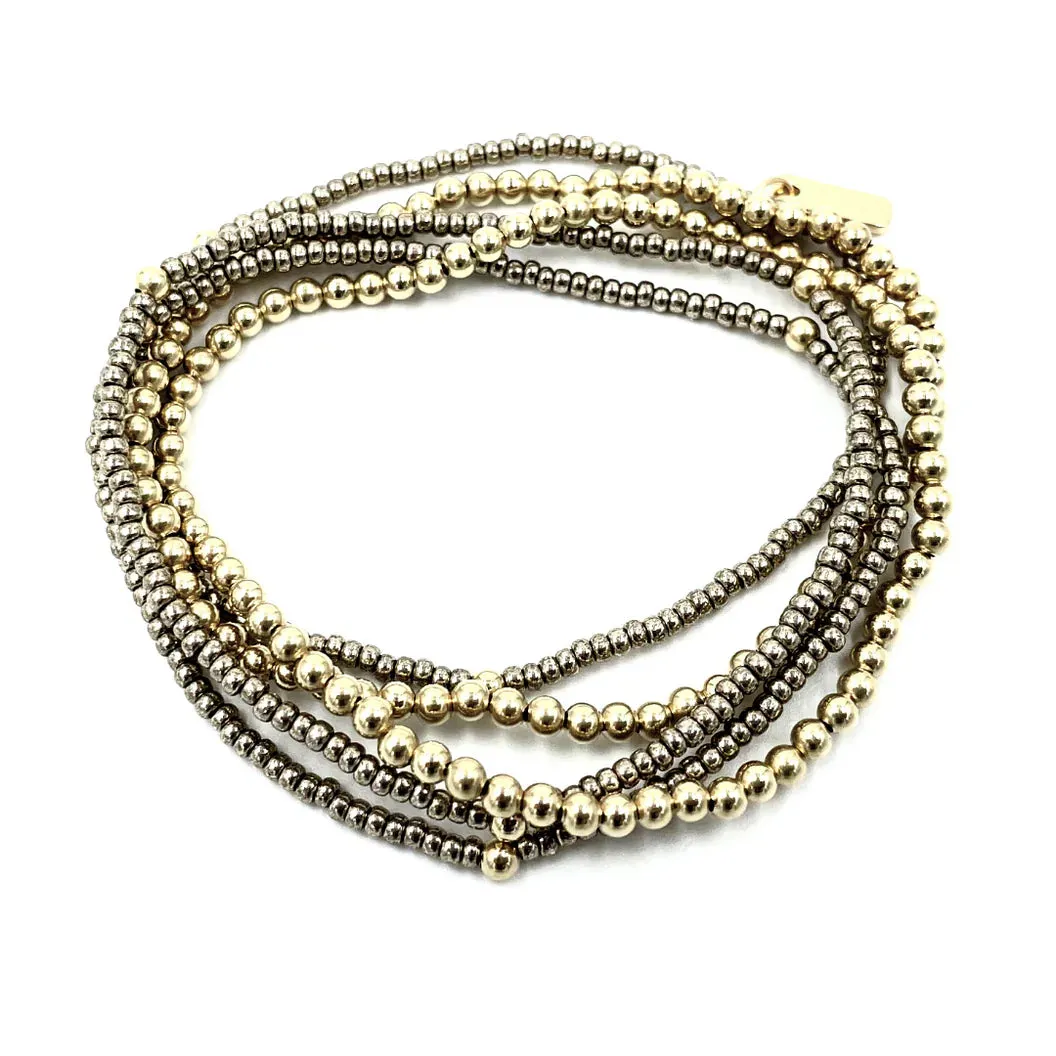 Erin Gray Karma 14K Gold Filled  5 Stack Bracelet