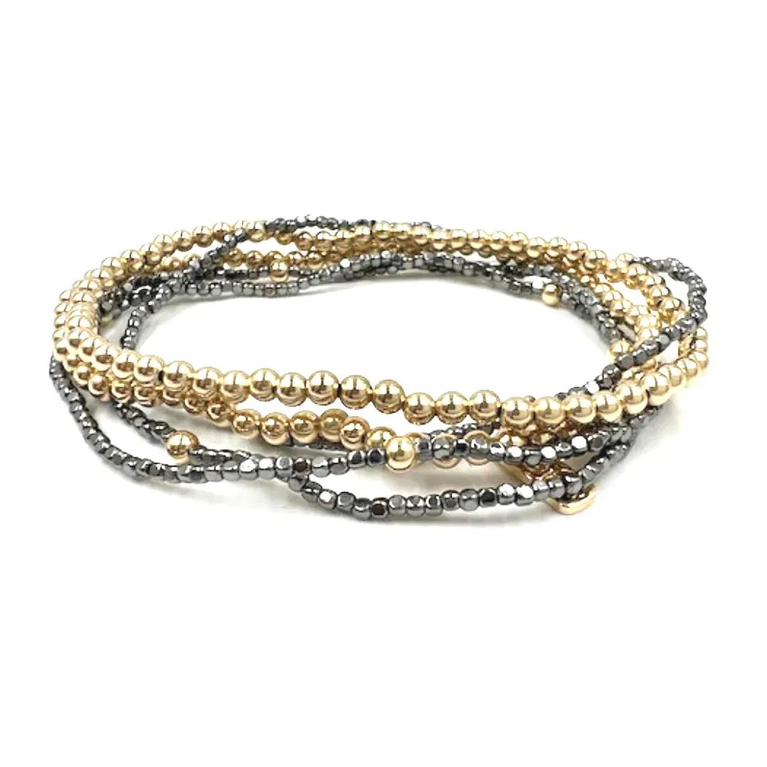 Erin Gray Karma 14K Gold Filled  5 Stack Bracelet