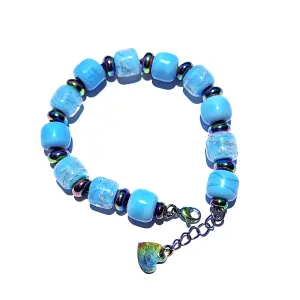 Eternal Cremation Bracelet With Glass Beads in Sky Blue