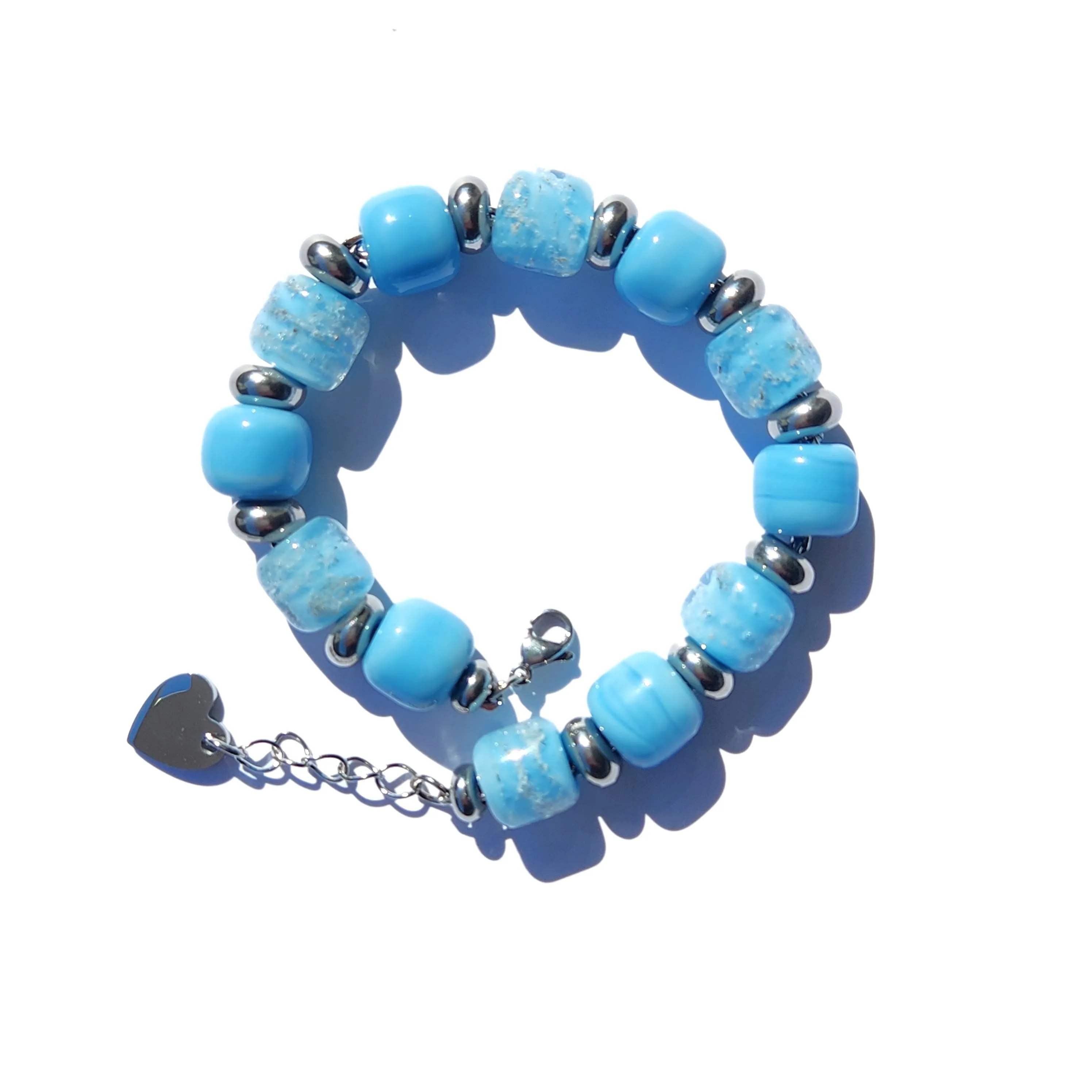 Eternal Cremation Bracelet With Glass Beads in Sky Blue