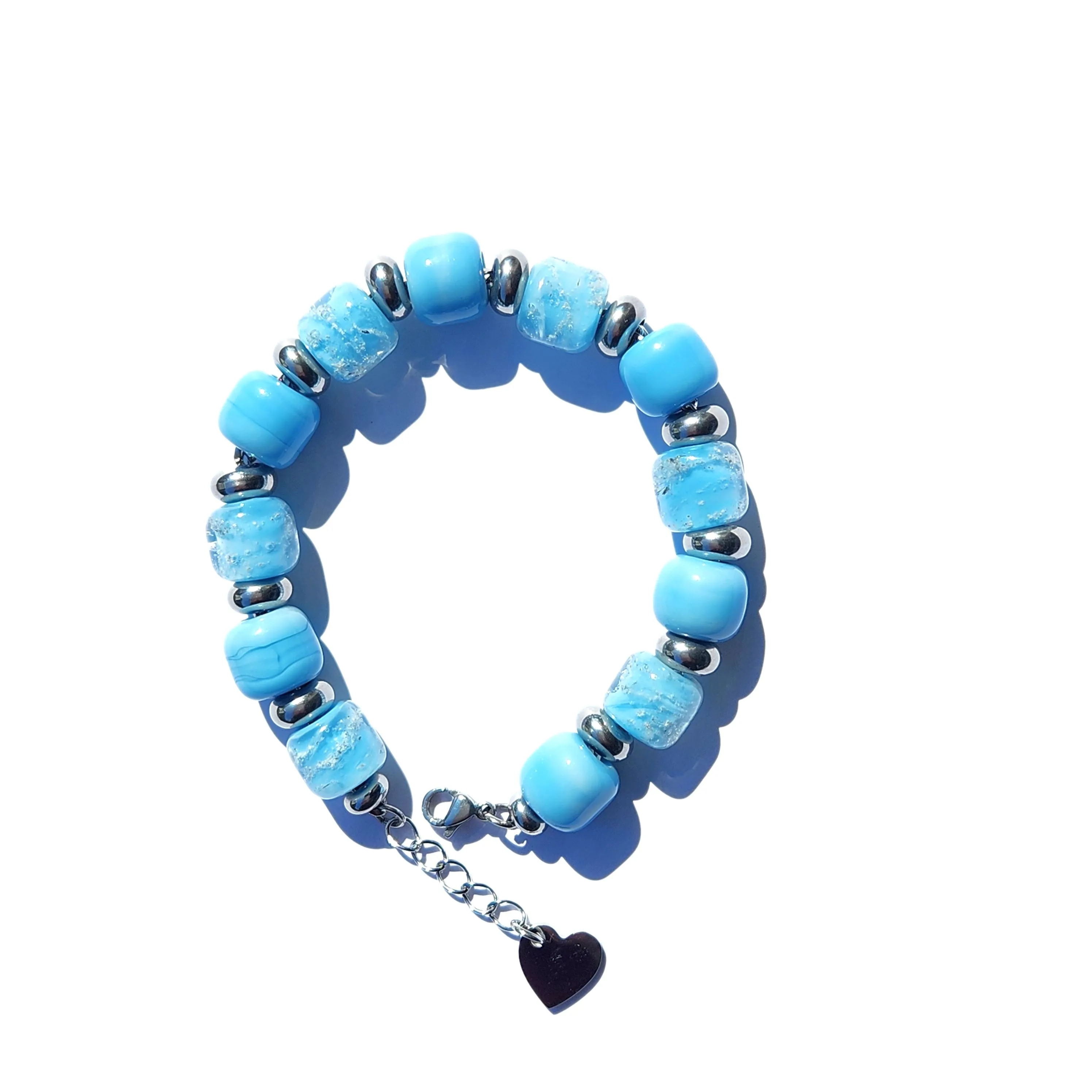 Eternal Cremation Bracelet With Glass Beads in Sky Blue