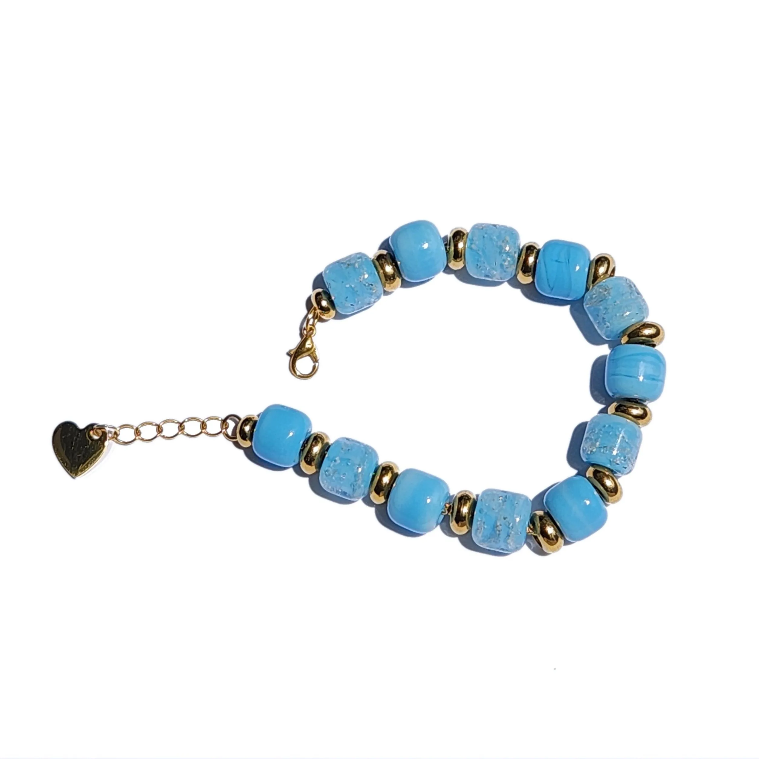 Eternal Cremation Bracelet With Glass Beads in Sky Blue