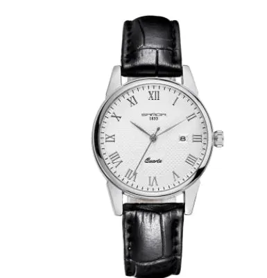 Fashionable Waterproof Couple Watches with Leather Strap