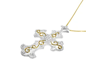 Filigree Statement  Diamond Cross 1.72ct tw Pendant Necklace