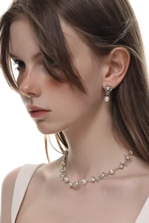 Floret Pearl Necklace & Earring Set