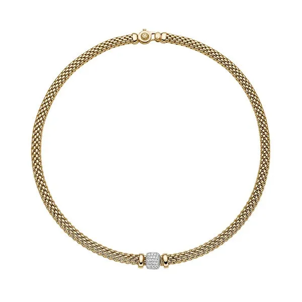 Fope Vendôme Gold Necklace with Pave Diamonds in Rose Gold