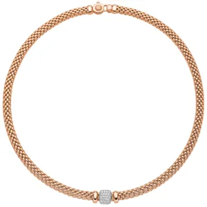 Fope Vendôme Gold Necklace with Pave Diamonds in Rose Gold