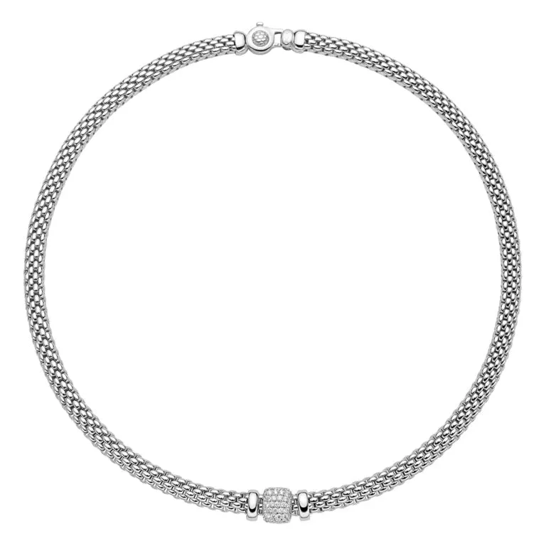 Fope Vendôme Gold Necklace with Pave Diamonds in Rose Gold
