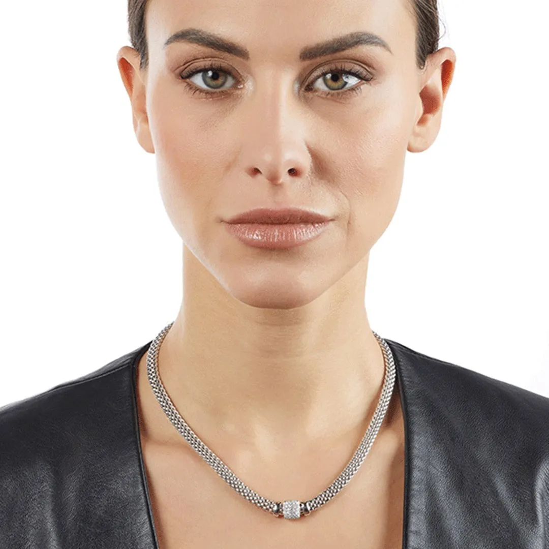 Fope Vendôme Gold Necklace with Pave Diamonds in Rose Gold