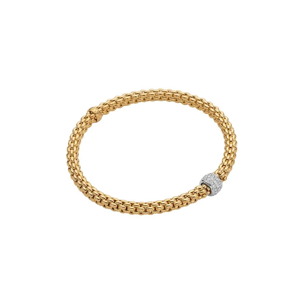 Fope Yellow Gold and Pave Diamond Solo Bracelet