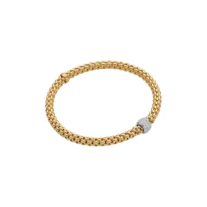 Fope Yellow Gold and Pave Diamond Solo Bracelet