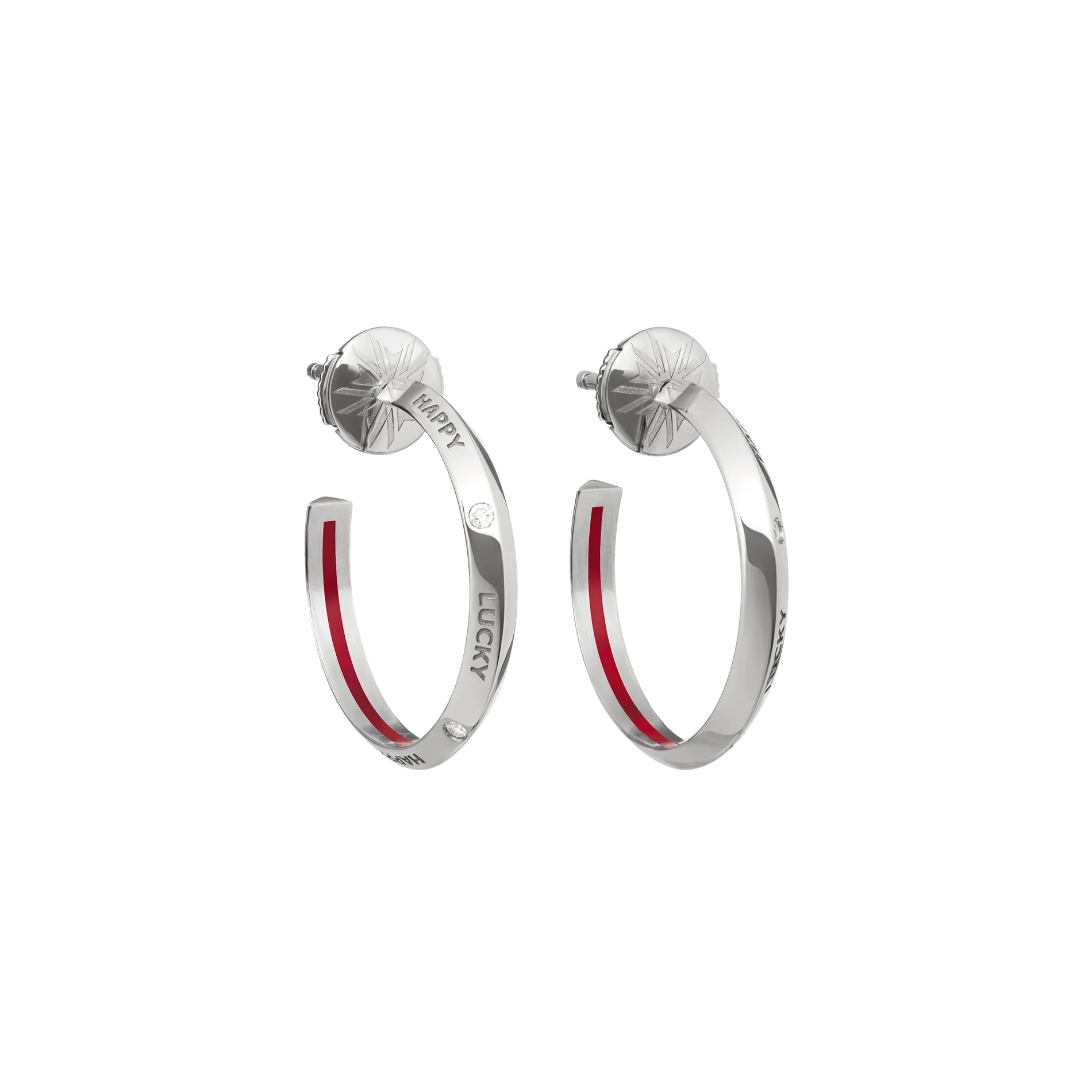 Fortune Hoop Earrings in White Gold