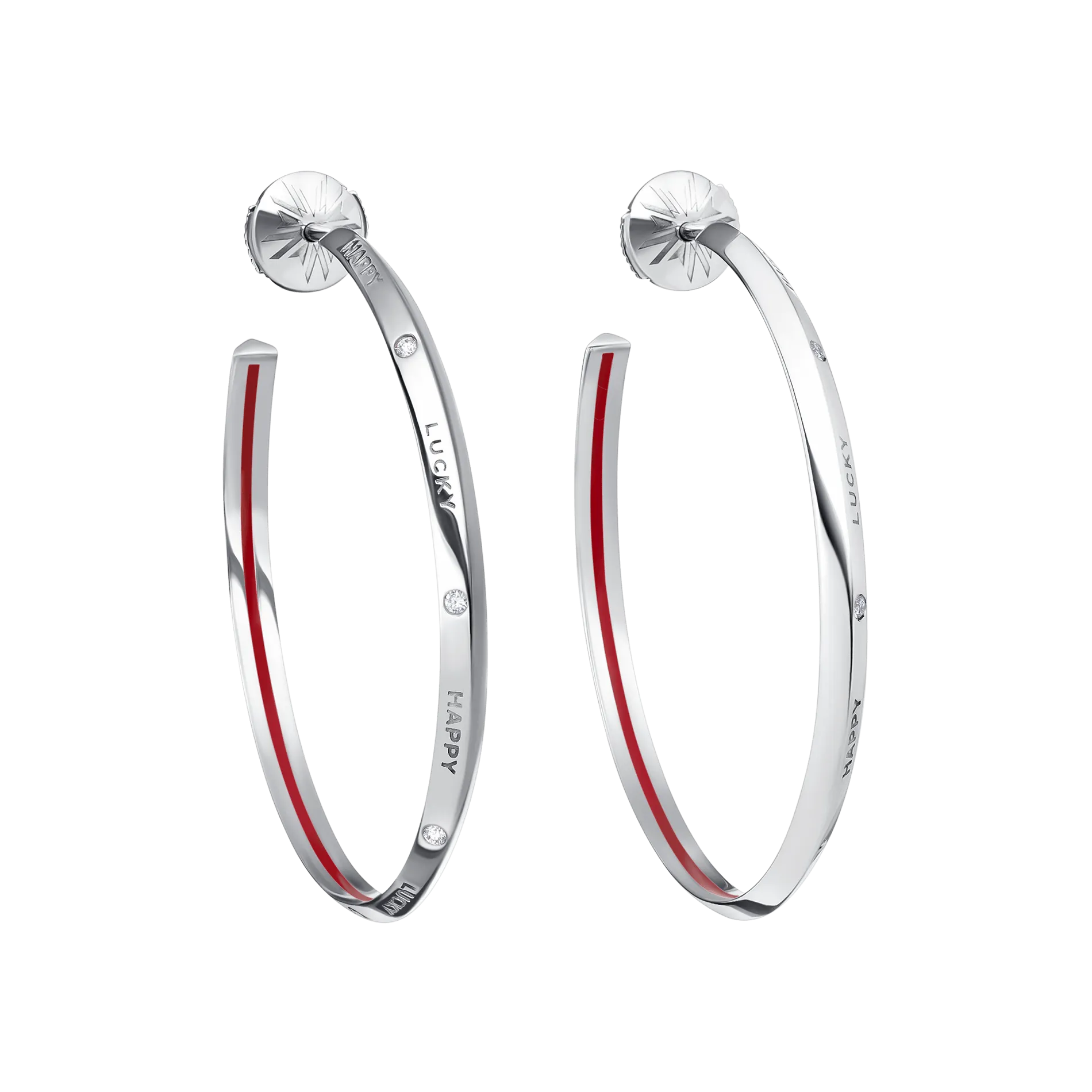 Fortune Hoop Earrings in White Gold