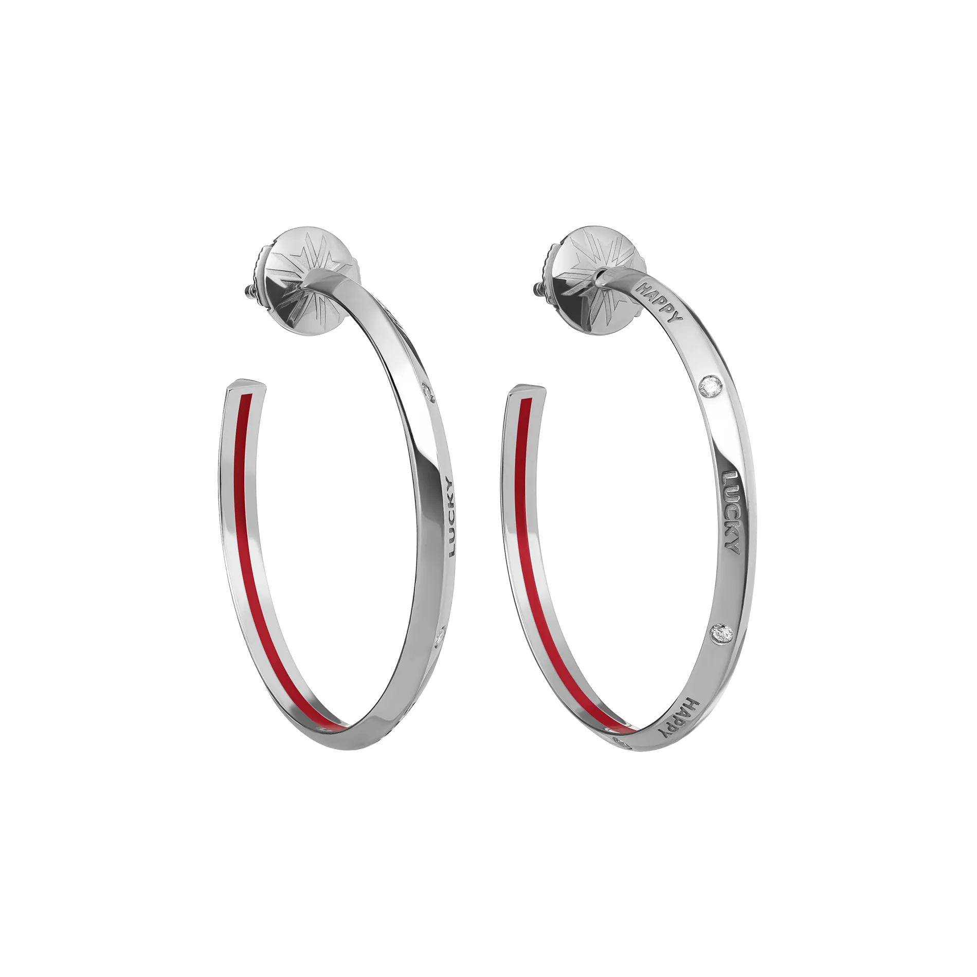 Fortune Hoop Earrings in White Gold