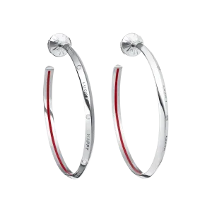 Fortune Hoop Earrings in White Gold