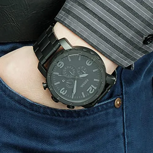 Fossil Men's Nate Quartz Chronograph Watch - Black Stainless