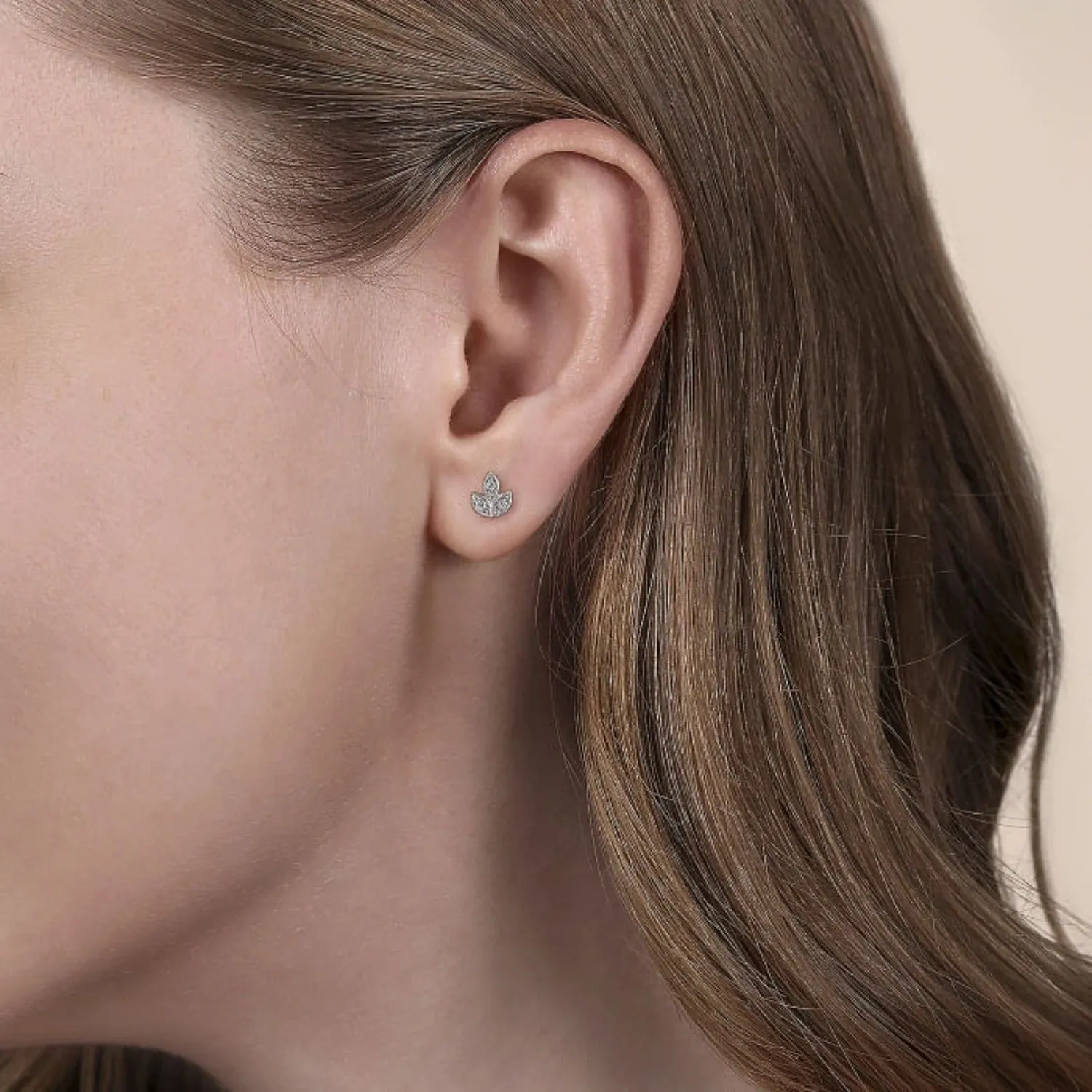 Gabriel & Co. Diamond Leaf Shape Stud Earrings