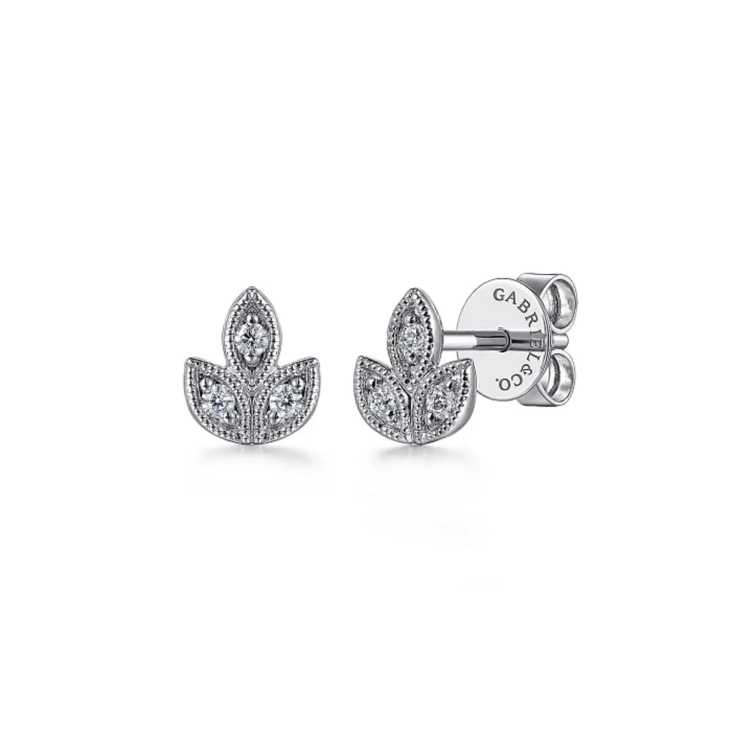 Gabriel & Co. Diamond Leaf Shape Stud Earrings