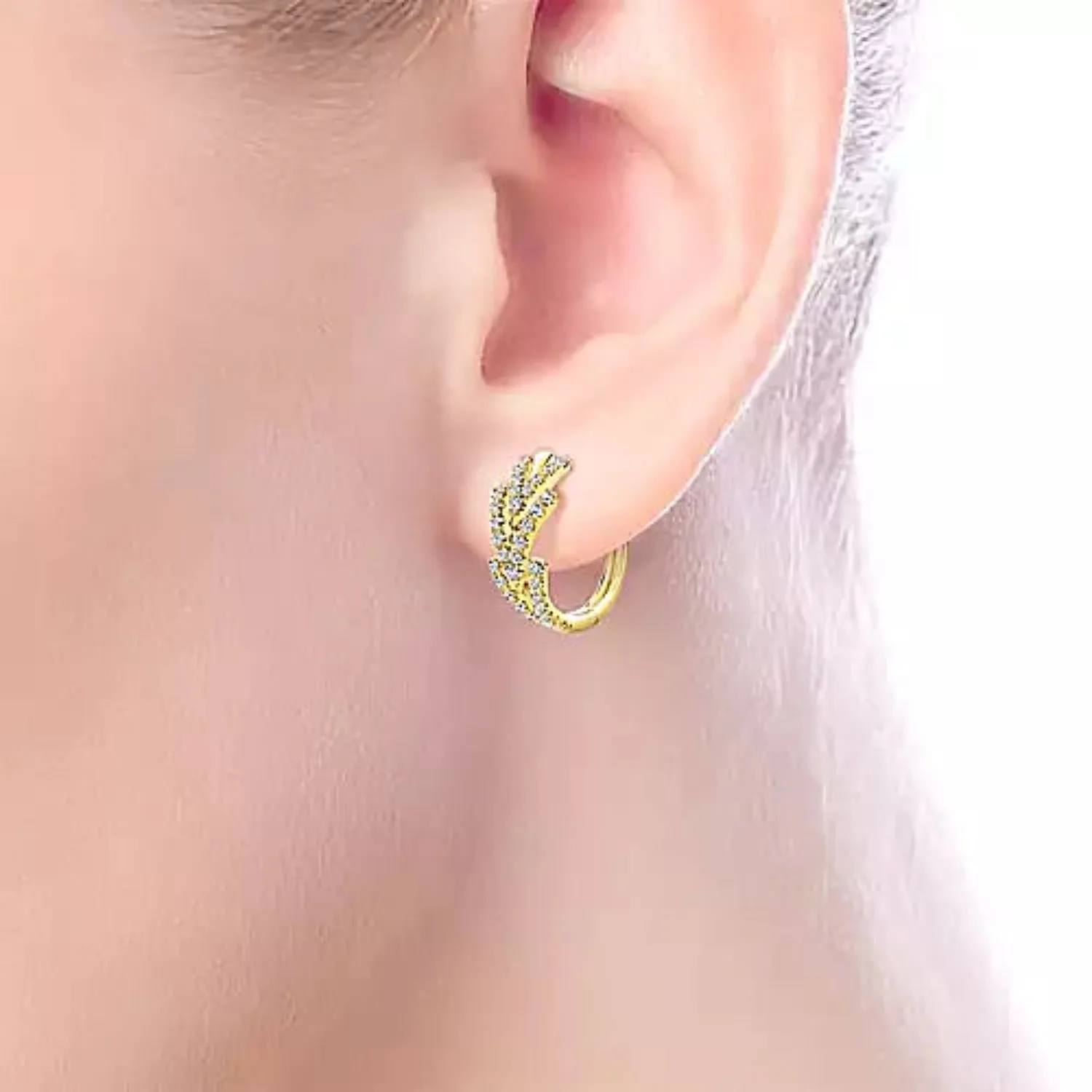 Gabriel & Co. Diamond "Huggie" Chevron Hoop Earrings