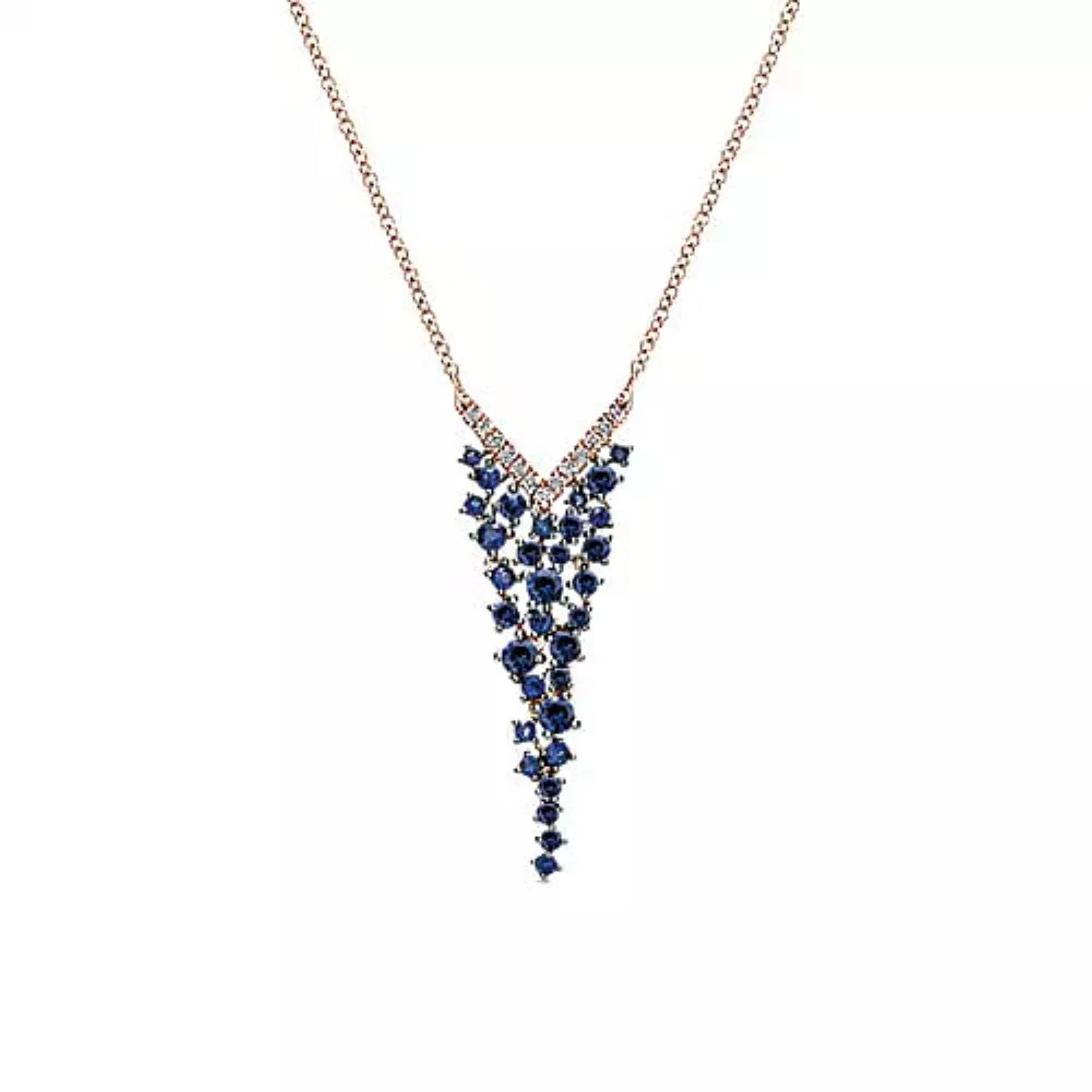Gabriel & Co. Lusso Blue Sapphire & Diamond "Waterfall" Necklace