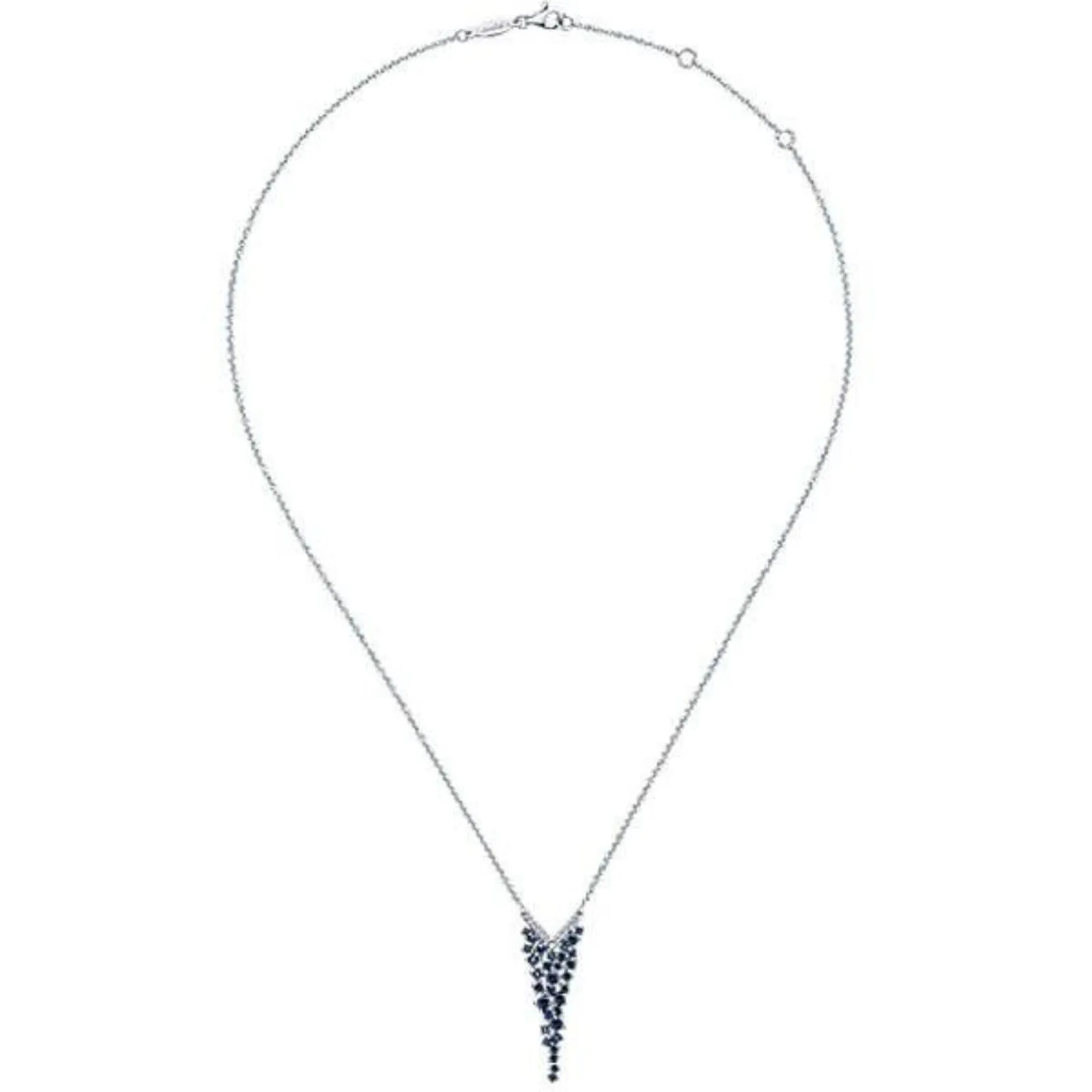 Gabriel & Co. Lusso Blue Sapphire & Diamond "Waterfall" Necklace