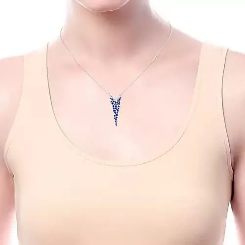 Gabriel & Co. Lusso Blue Sapphire & Diamond "Waterfall" Necklace