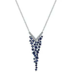 Gabriel & Co. Lusso Blue Sapphire & Diamond "Waterfall" Necklace