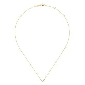 Gabriel & Co. V-Shaped Diamond Bar Necklace in 14K Yellow Gold