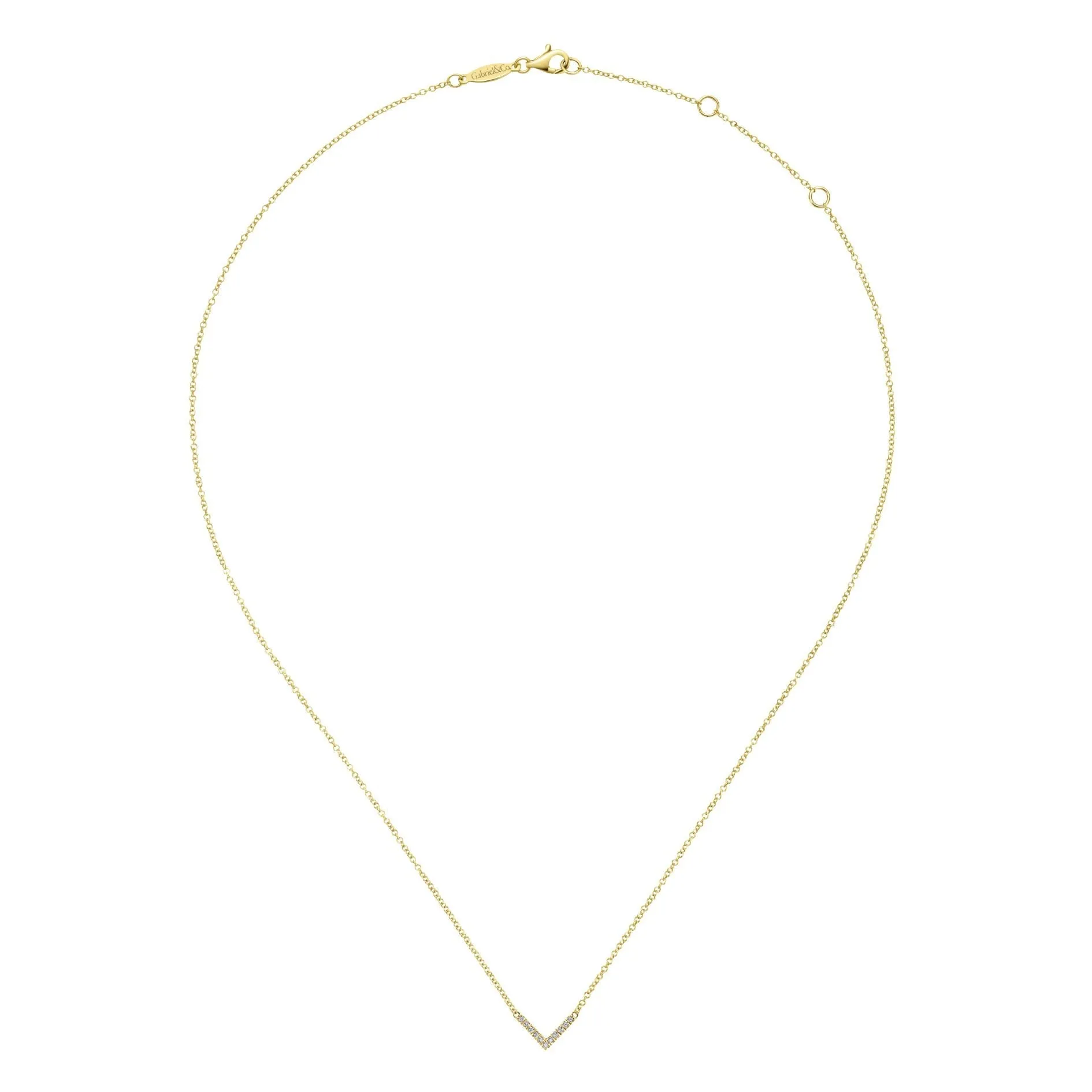 Gabriel & Co. V-Shaped Diamond Bar Necklace in 14K Yellow Gold