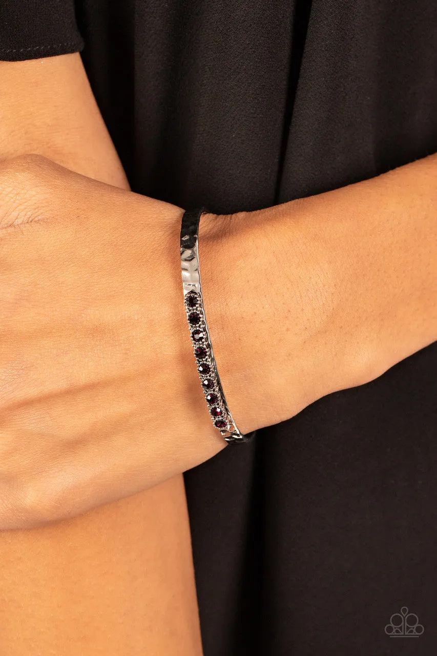 Gives Me the SHIMMERS - Purple - Rhinestone Silver Paparazzi Cuff Bracelet