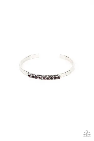 Gives Me the SHIMMERS - Purple - Rhinestone Silver Paparazzi Cuff Bracelet