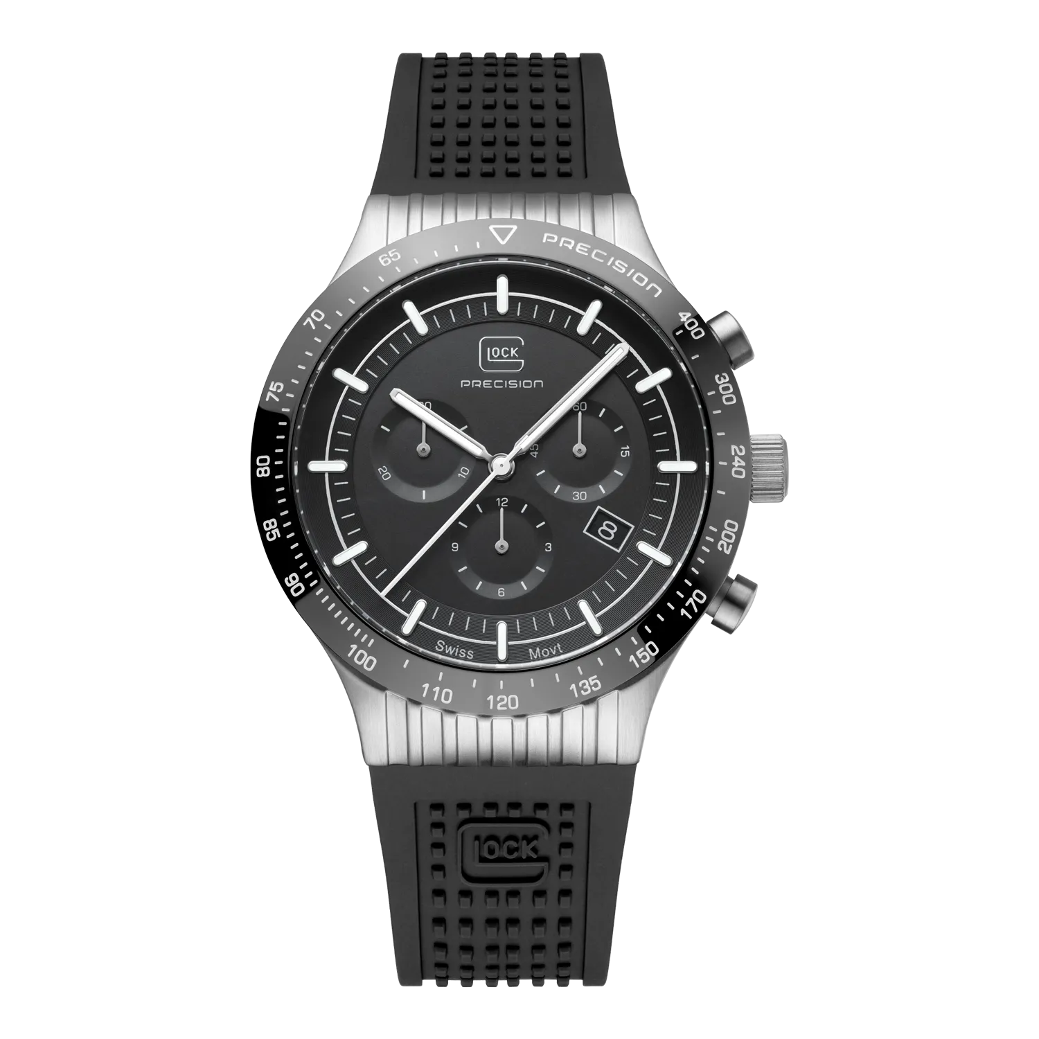 Glock Men's Stainless Steel Chronograph Quartz Watch Silver/Black GW-34-4-24