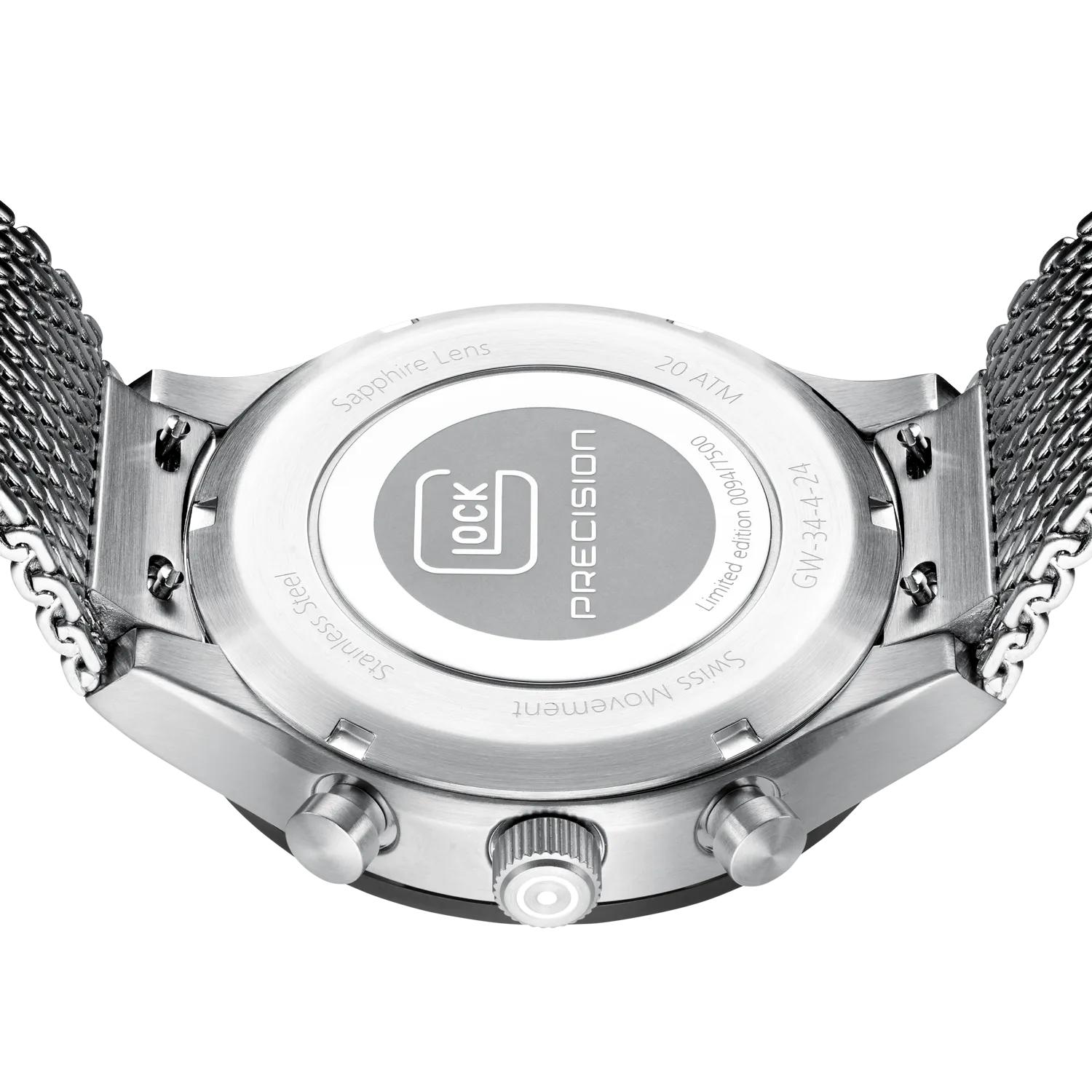 Glock Men's Stainless Steel Chronograph Quartz Watch Silver/Black GW-34-4-24