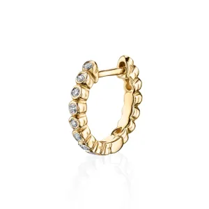 Gold & Bezel Diamond Huggie Hoops