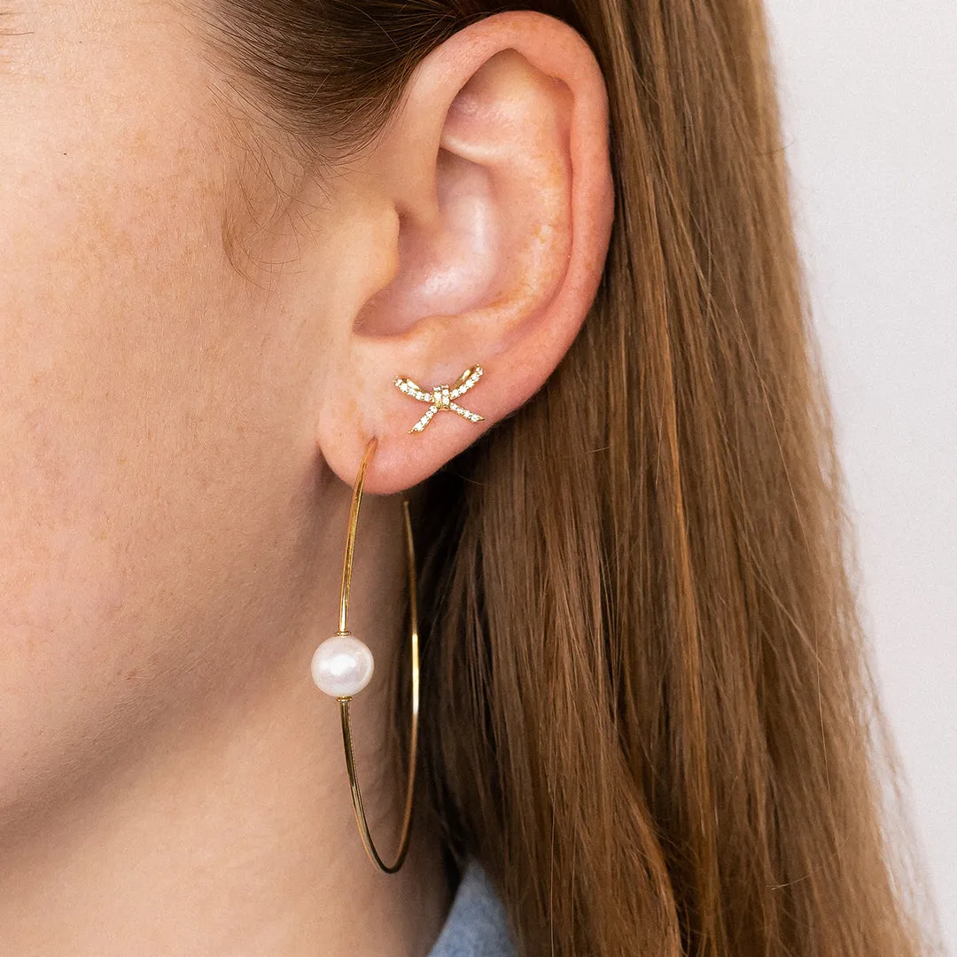 Gold & Diamond Bow Stud