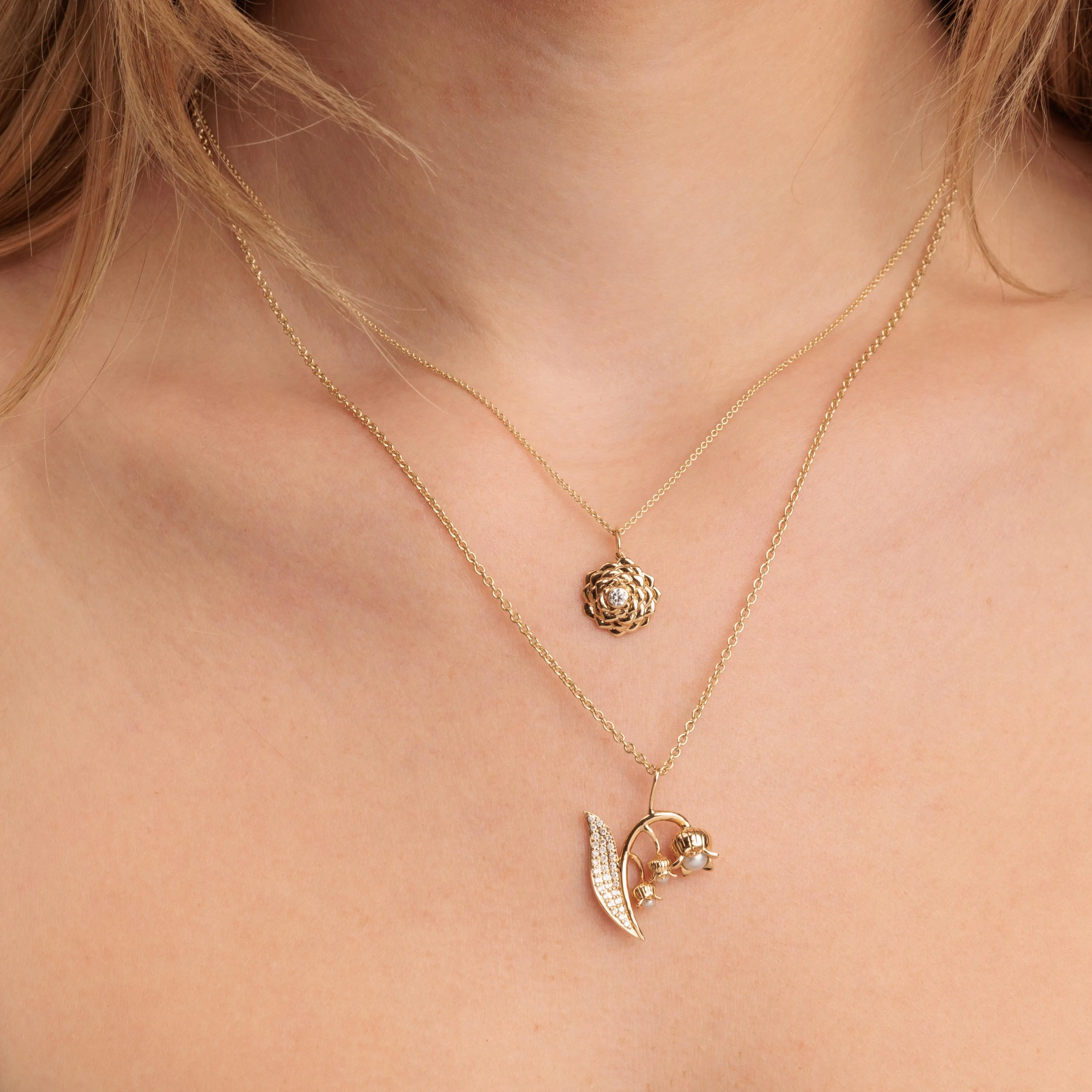 Gold & Diamond Camellia Charm