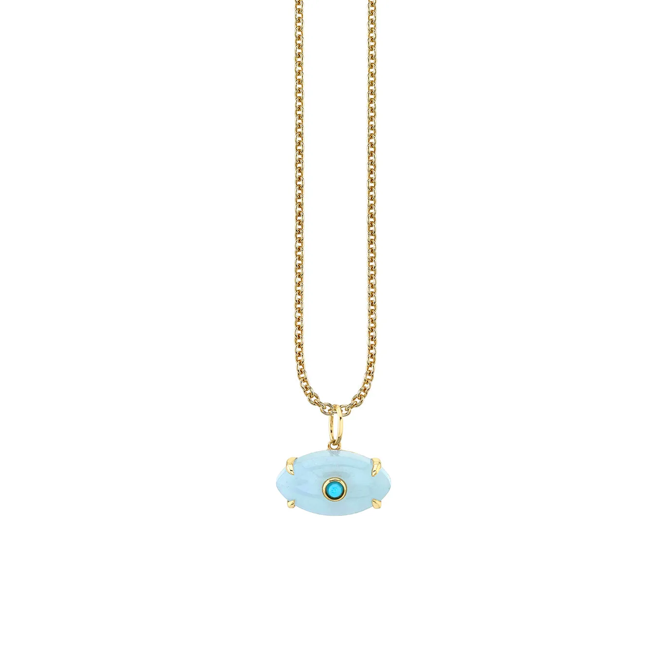 Gold & Diamond Carved Stone Bezel Eye Charm