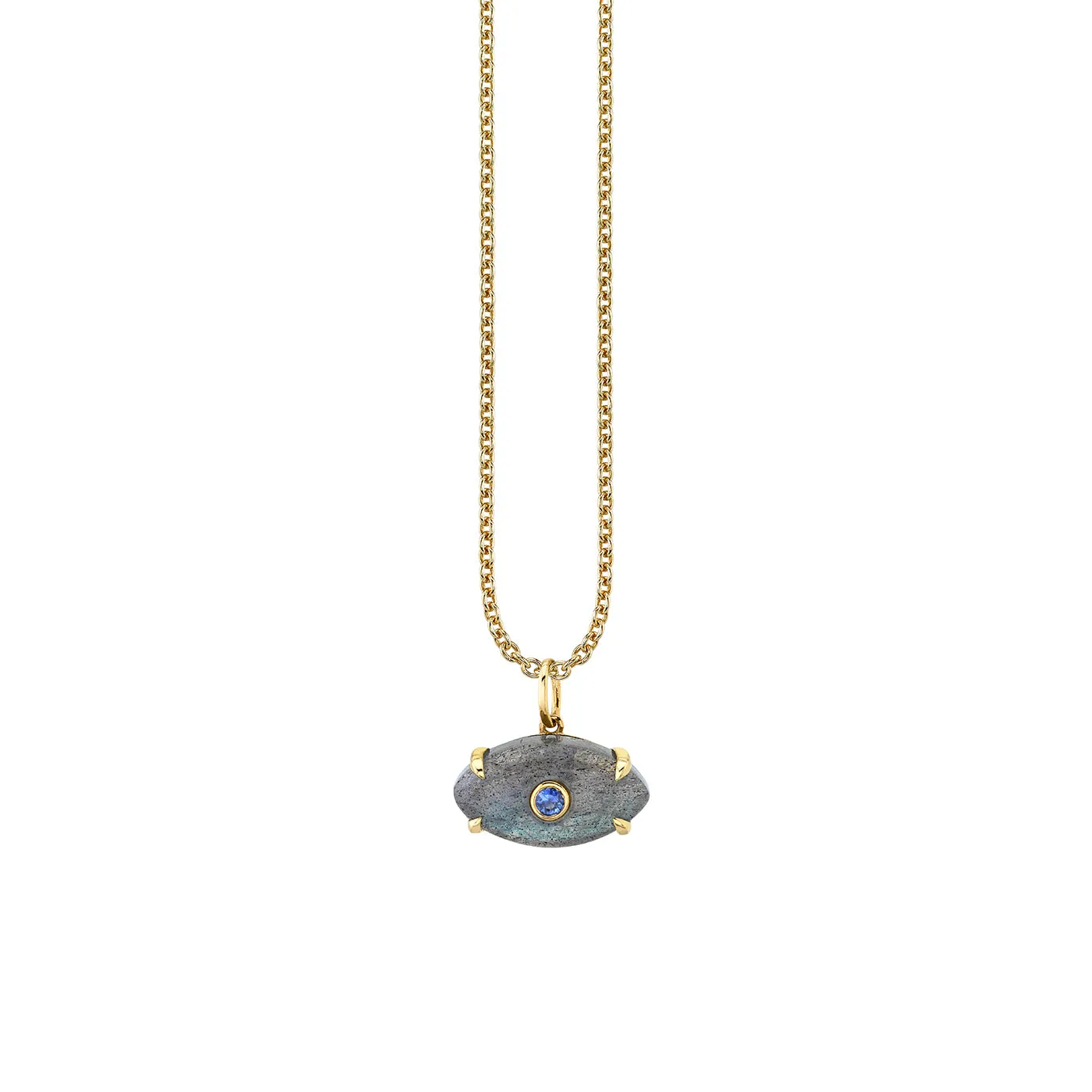 Gold & Diamond Carved Stone Bezel Eye Charm