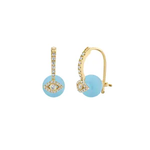 Gold & Diamond Eye Aquamarine Earrings
