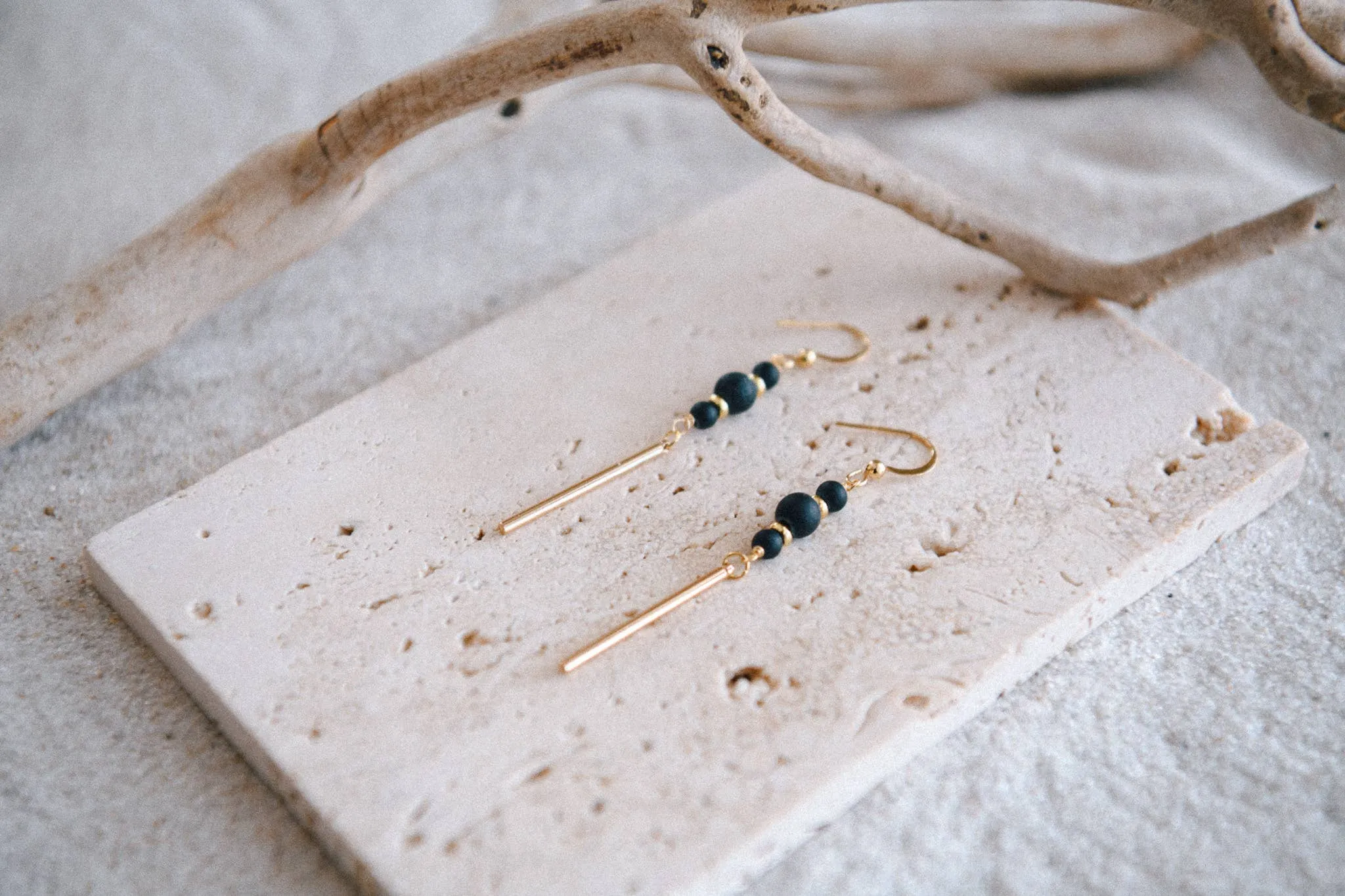 Gold Bar Drop Earrings