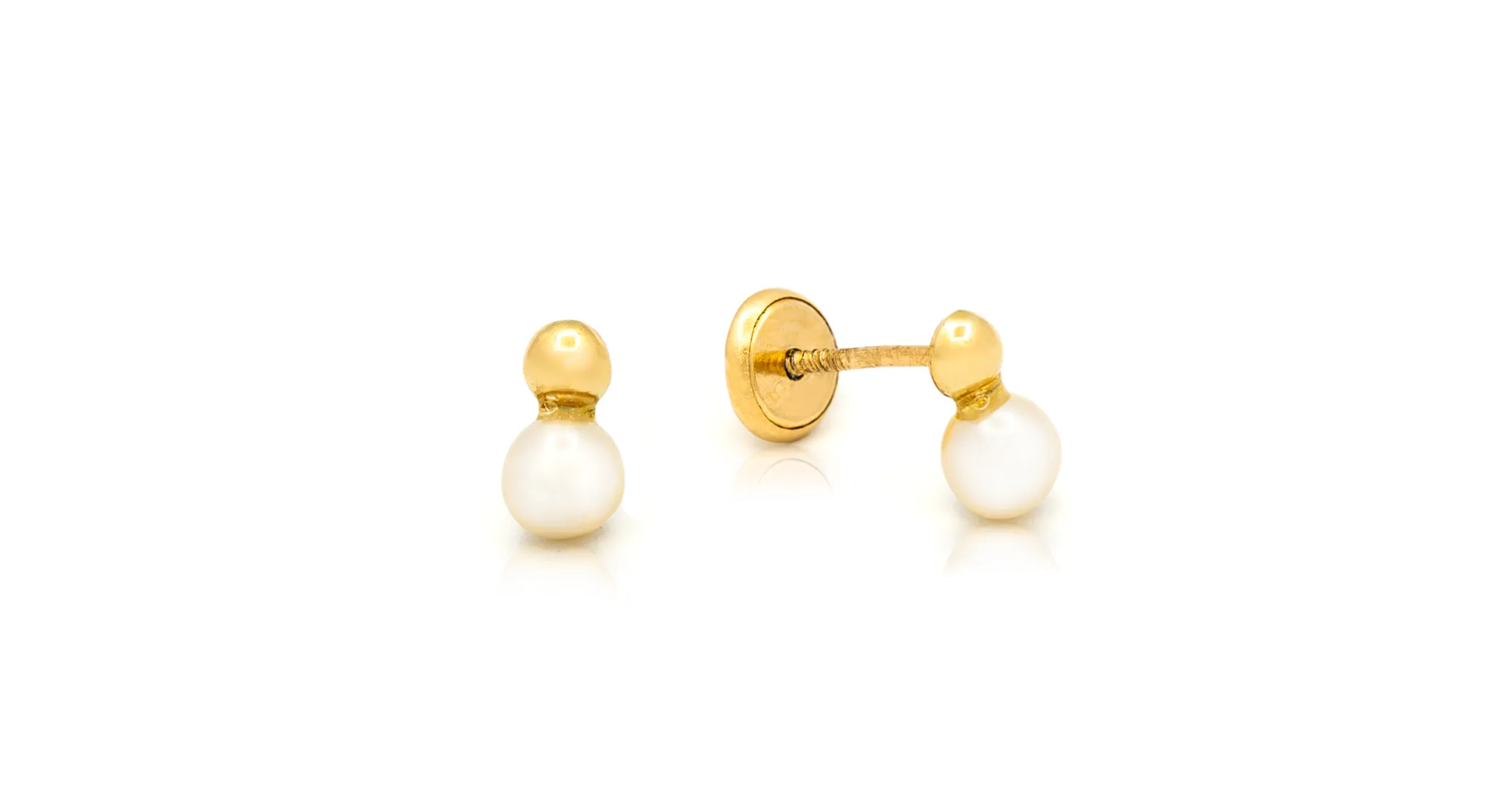 Gold Bead Pearl Drop Baby Earrings