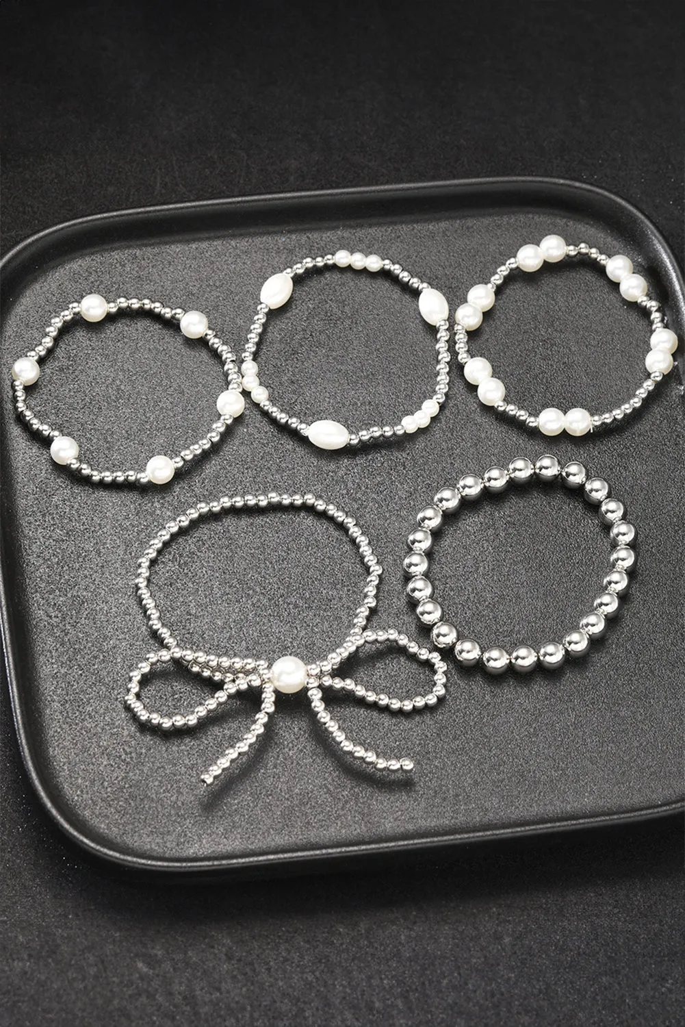 Gold Bow Multi Layered Bracelet Set
