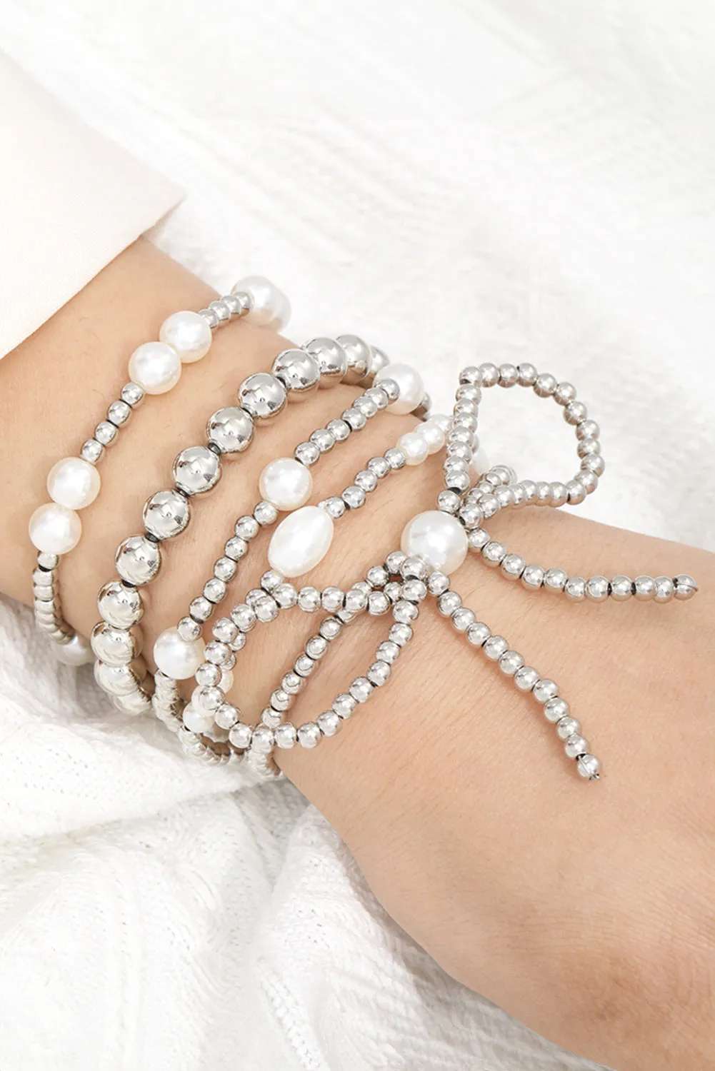 Gold Bow Multi Layered Bracelet Set