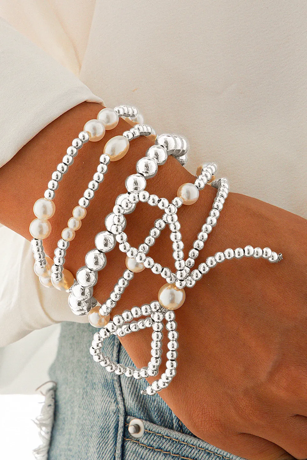 Gold Bow Multi Layered Bracelet Set