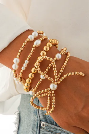 Gold Bow Multi Layered Bracelet Set